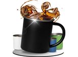 Tazza In Acciaio Inossidabile "Adventura"" 340 Ml - Robusta Tazza Da Campeggio Con Bordo Arrotondato - Nera"
