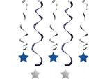 Creative Party - Motivo A Stella - Decorazione Da Appendere "Twinkle Little"" Confezione Da 5 Pezzi - Foglio, Cartone SG28067 (Taglia Unica) (Blu/Argento)"
