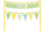 Unique Party - Bandiera - Decorazione Per Torta, Baby Shower - Plastica SG29455 (Taglia Unica) (Giallo/Verde)