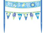 Unique Party - Bandiera - Decorazione Per Torta, Baby Shower - Plastica SG29455 (Taglia Unica) (Blu)