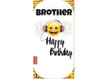 Emoji - Biglietto Di Compleanno "Fratello"" - Cartoncino SG27878 (Taglia Unica) (Bianco/Nero/Giallo)"