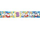 Amscan - Design Olografico - Bandiera, Foil, 3 Compleanni SG27974 (Taglia Unica) (Colorato)