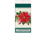 Unique Party - Poinsettia - Tovaglia Per Feste, Plastica SG28972 (Taglia Unica) (Bianco/Verde/Rosso)