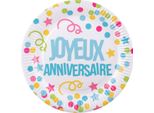 Boland - Piatto Party "Joyeux Anniversaire"" Confezione Da 6 - Carta SG29771 (Taglia Unica) (Colorato)"