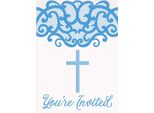 Unique Party - Inviti "Sei Invitato"", Prima Comunione 8-Pack - Carta SG29116 (Taglia Unica) (Bianco/Blu)"