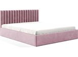 Gutto Letto Imbottito 90X200 Con Griglia A Doghe In Metallo Tessuto In Velluto Rosa Con Griglia E Contenitore