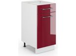 Vicco Mobiletto Base Per Cucina Fame-Line, 40 Cm Senza Piano Di Lavoro, Rosso Bordeaux Lucido/Bianco