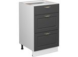 Vicco Mobiletto Base Per Cucina Fame-Line, 50 Cm Senza Piano Di Lavoro, Antracite-Oro/Bianco
