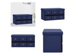 Vidaxl Panca Pieghevole Con Spazio Di Archiviazione Blu 76X38X38 Cm Aspetto Lino - Panca Con Spazio Di Archiviazione - Panche Con Spazio Di Archiviazione - Panca Per Corridoio - Panca Per Armadio
