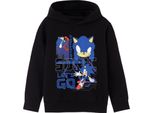 Sonic The Hedgehog - Felpa Con Cappuccio "Let's Go"" Per Ragazzi NS7638 (140) (Nero)"
