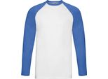 Fruit Of The Loom - Maglietta Da Uomo/Donna Unisex - Baseball Manica Lunga PC5798 (Xxl) (Bianco/Blu Reale)