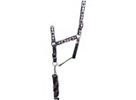 Hy - Set Di Cavezza E Guinzaglio Per Cavalli, Tessuto BZ5126 (Completo) (Blu Navy/Rosso)