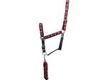 Hy - Set Di Cavezza E Guinzaglio Per Cavalli, Tessuto BZ5126 (Cob) (Blu Navy/Rosso)