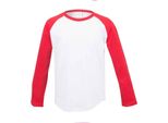 Sf Minni - Maglietta Bambino - Baseball Manica Lunga PC5957 (146-152) (Bianco/Rosso)