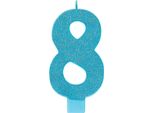 Amscan - Glitter - Candela, 8° Compleanno - Cera SG29863 (Taglia Unica) (Blu Caraibi)