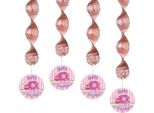 Unique Party - Coccinella - Decorazione Da Appendere, 1° Compleanno - Confezione Da 4 Pezzi - Foil SG30339 (Taglia Unica) (Rosa)
