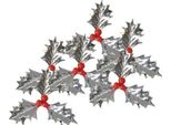 Anniversary House - Holly - Decorazione Per Torte 5 Pezzi - Plastica SG31812 (Taglia Unica) (Argento/Rosso)