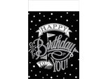 Amscan - Tovaglia Per Festa "Happy Birthday To You"", Plastica SG29784 (Taglia Unica) (Nero/Bianco)"