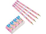 Disney Princess - Set Di Matite E Gomme, Figure In Confezione Da 8 SG31524 (Taglia Unica) (Rosa/Blu/Giallo)