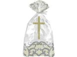 Unique Party - Sacchetti Per Feste In Cellophane A Croce Confezione Da 20 SG32036 (Taglia Unica) (Trasparente/Argento/Oro)