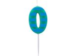 Amscan - Puntini E Strisce - Candela "Numero 0"" - Cera SG30567 (Taglia Unica) (Blu/Verde)"