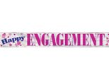 Unique Party - Bandiera "Happy Engagement"" Confezione Da 3 Pezzi - Plastica, Foglio SG28225 (Taglia Unica) (Bianco/Blu/Rosa)"