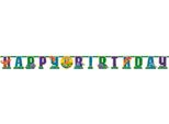 Amscan - Dinosauro - Bandiera, Buon Compleanno - Plastica Personalizzabile SG31710 (Taglia Unica) (Verde/Viola/Blu)