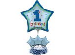 Creative Party - Centrotavola Per Palloncini, 1° Compleanno - Plastica, Foglio SG27942 (Taglia Unica) (Blu/Verde/Rosso)