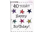 Motivo A Stella - Biglietto D'auguri, 40° Compleanno - Cartoncino SG32989 (Taglia Unica) (Bianco/Colorato)