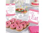 Amscan - Set Di Decorazioni Per Buffet "Let's Eat"" - Cartone SG32962 (Taglia Unica) (Rosa/Bianco)"