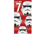 Star Wars - Biglietto D'auguri, 7° Compleanno - Cartoncino SG33675 (Taglia Unica) (Rosso/Bianco/Nero)