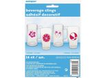 Unique Party - Adesivi Per Bevande, Confezione Da 16 Pezzi - Plastica SG33116 (Taglia Unica) (Bianco/Rosa)