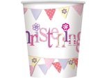 Unique Party - Bandiere - Tazza Monouso, Carta, Battesimo SG33364 (Taglia Unica) (Rosa)