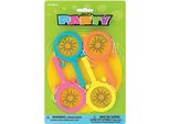Unique Party - Regali Per Feste Con Tamburo A Mano Al Neon 4 Pezzi SG32528 (Taglia Unica) (Colorato)