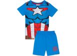 Capitan America - Pigiama Con Pantaloncini Per Ragazzi NS7468 (98) (Blu/Rosso)