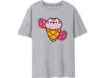 Pusheen - Maglietta Da Donna A Maniche Corte NS7718 (3XL) (Grigio Screziato)