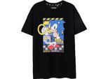 Sonic The Hedgehog - Maglietta "Classic"" Da Uomo NS7771 (L) (Nero)"