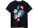 Sonic The Hedgehog - T-Shirt Per Ragazzi - Design Natalizio A Maniche Corte NS7977 (128) (Nero)