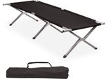 Lettino Da Campeggio Campfeuer Xxl Con Borsa Da Trasporto, Nero, Portata Fino A 200 Kg, 210 X 82,5 X 45 Cm, Lettino Pieghevole