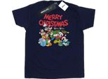 Disney - Maglietta "Topolino E I Suoi Amici - Auguri D'inverno"" Da Uomo BI41211 (Xxl) (Blu Navy)"