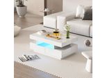 Tavolino Sweiko, Superficie Lucida, Con Striscia Luminosa A Led, Quattro Cassetti Sul Davanti E Sul Retro, Ampio Spazio Per Riporre Oggetti