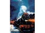 Harry Potter - Stampa Su Tela "Hogwarts Express Painted"" PM9624 (40 Cm X 30 Cm) (Blu/Arancione/Nero)"