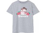 Pusheen - Maglietta "Sweet Sips"" Per Bambina NS7717 (140) (Grigio Screziato)"