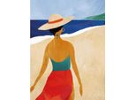 Henry Rivers - Stampa Su Tela "Beach Girl Ii"" PM10398 (50 Cm X 40 Cm) (Marrone/Blu/Verde)"