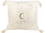 Something Different - Quadrato - Cuscino Di Peluche "Ruota Astrologica"" SD5943 (35 Cm X 35 Cm) (Bianco Naturale/Oro)"