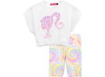 Barbie - Pantaloncini E Top Per Bambine NS6838 (104) (Bianco/Rosa)