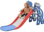Va-Cerulean Scivolo Autoportante Per Bambini 3 In 1 Struttura Da Arrampicata, Scivolo Per Bambini Canestro Da Basket Scivolo Per Bambini Per Interni Ed Esterni Da 1 Anno, Scivolo Da Giardino Scivolo Giocattolo, Blu (135X55X67Cm)