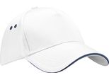 Beechfield - Cappello Da Baseball Con Visiera A Sandwich PC7033 (Taglia Unica) (Bianco/Blu Scuro)