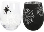 Something Different - Bicchiere Da Vino Senza Tappo, Ragnatela E Ragno - Confezione Da 2 SD5508 (Taglia Unica) (Nero/Trasparente/Argento)