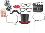 Creative Party - Oggetti Di Scena Per Photobooth 10-Pack - Carta, Plastica SG27132 (Taglia Unica) (Nero/Bianco/Rosso)